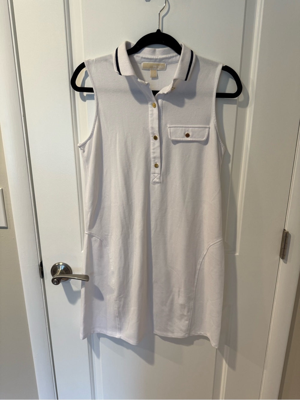 Michael Michael Kors Sleeveless Polo Shift Dress with Contrast Collar Trim